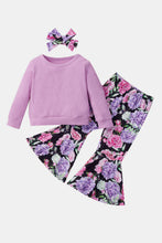 Load image into Gallery viewer, Baby Girls' Top and Floral Bell Bottoms Pants Set