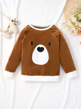 Load image into Gallery viewer, Kids Bear Applique Corduroy Pullover and Joggers Set