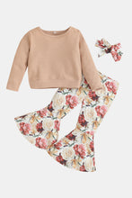 Load image into Gallery viewer, Baby Girls' Top and Floral Bell Bottoms Pants Set
