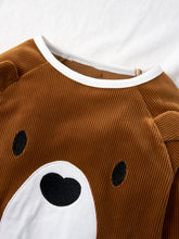 Load image into Gallery viewer, Kids Bear Applique Corduroy Pullover and Joggers Set