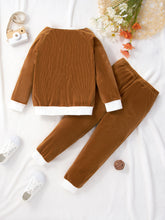 Load image into Gallery viewer, Kids Bear Applique Corduroy Pullover and Joggers Set
