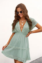 Load image into Gallery viewer, Deep V-Neck Tassels Lace Dress