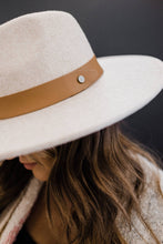 Load image into Gallery viewer, Fame Flat Brim Faux Leather Strap Fedora