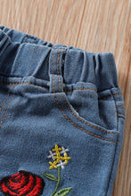 Load image into Gallery viewer, Toddler Girls&#39; Peplum Top and Embroidered Jeans set
