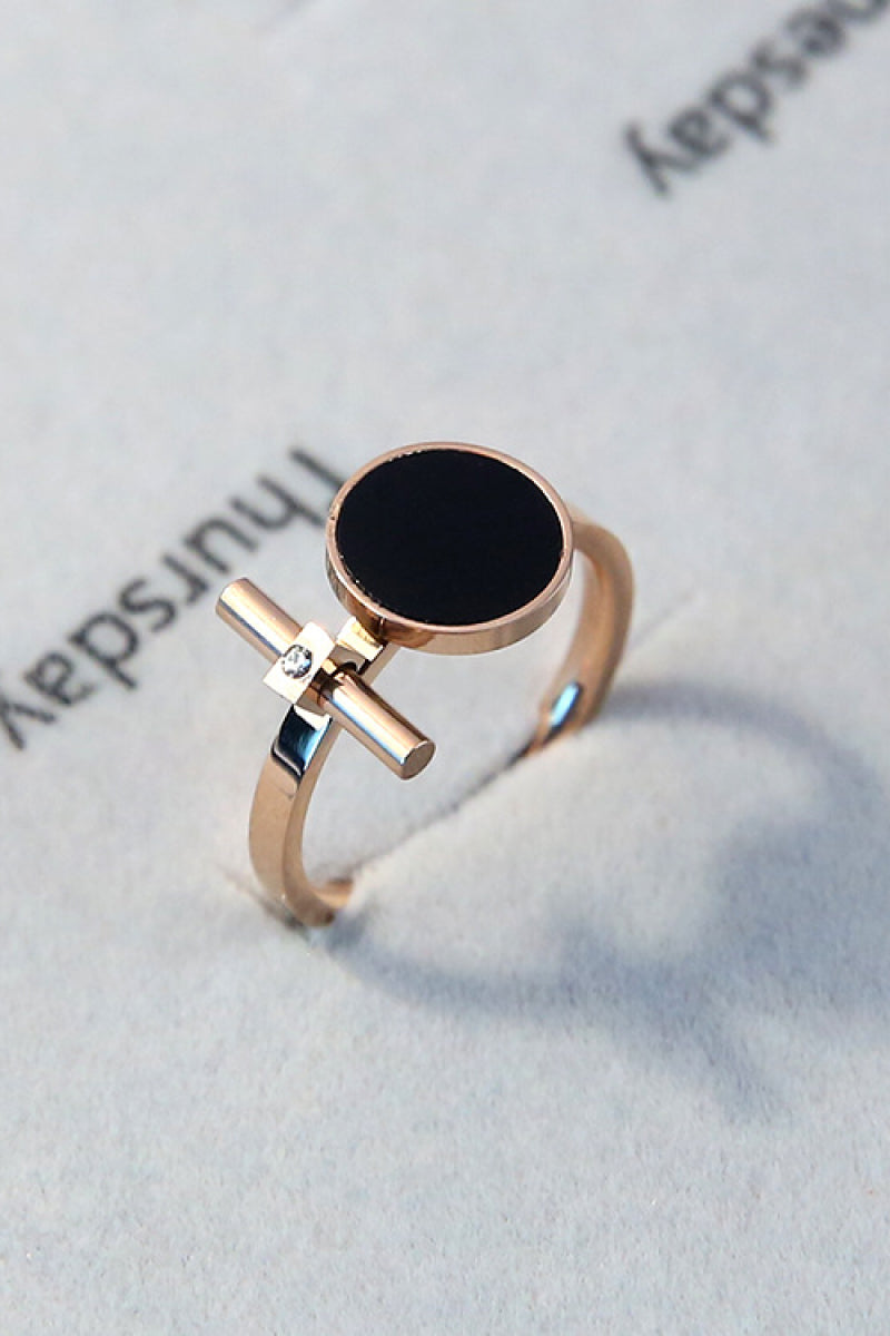 Geometric Black Enamel Ring